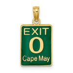 Load image into Gallery viewer, 14K Yellow Gold EXIT 0 / CAPE MAY With GREEN ENAMEL Charm Pendant
