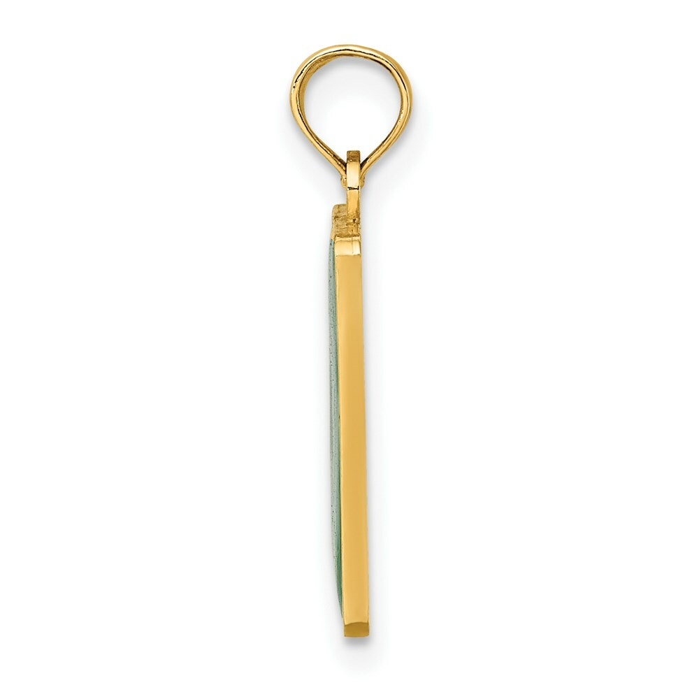 14K Yellow Gold EXIT 0 / CAPE MAY With GREEN ENAMEL Charm Pendant