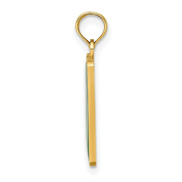 14K Yellow Gold EXIT 0 / CAPE MAY With GREEN ENAMEL Charm Pendant