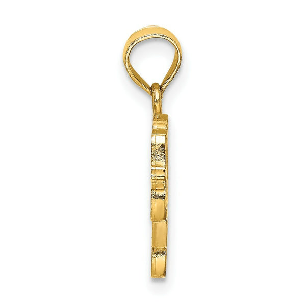14K Yellow Gold Enamel Taxi Charm Pendant