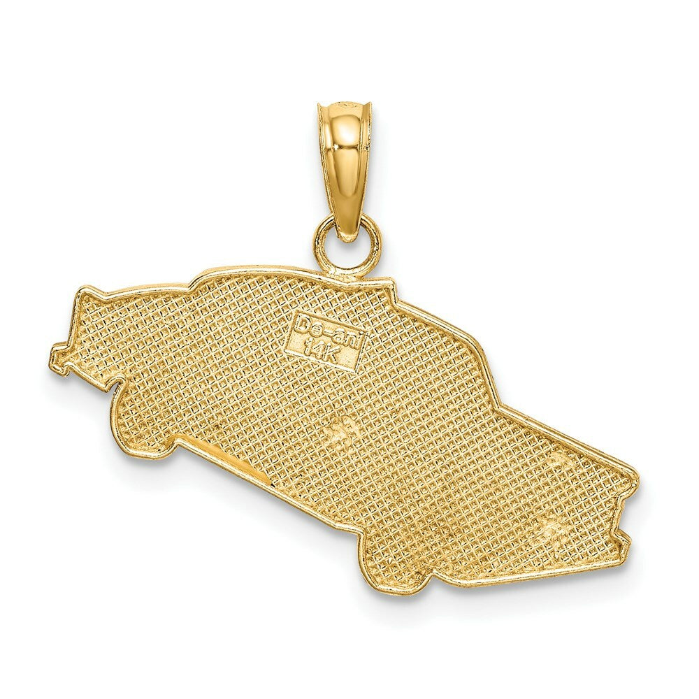 14K Yellow Gold Enamel Taxi Charm Pendant