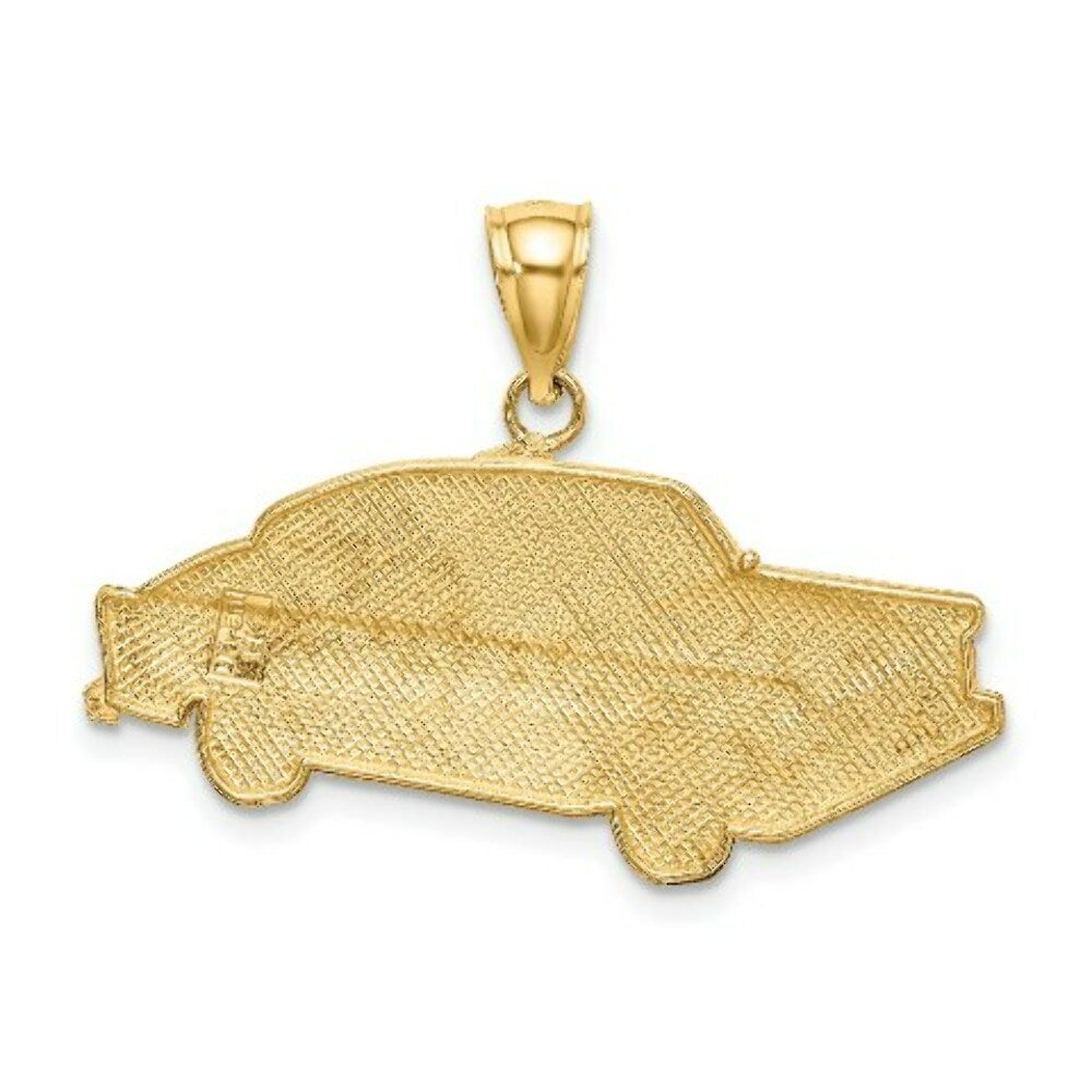 14K Yellow Gold Enamel Taxi Charm Pendant
