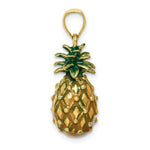 Load image into Gallery viewer, 14K Yellow Gold Enamel &amp; Polished 3-D Pineapple Charm Pendant

