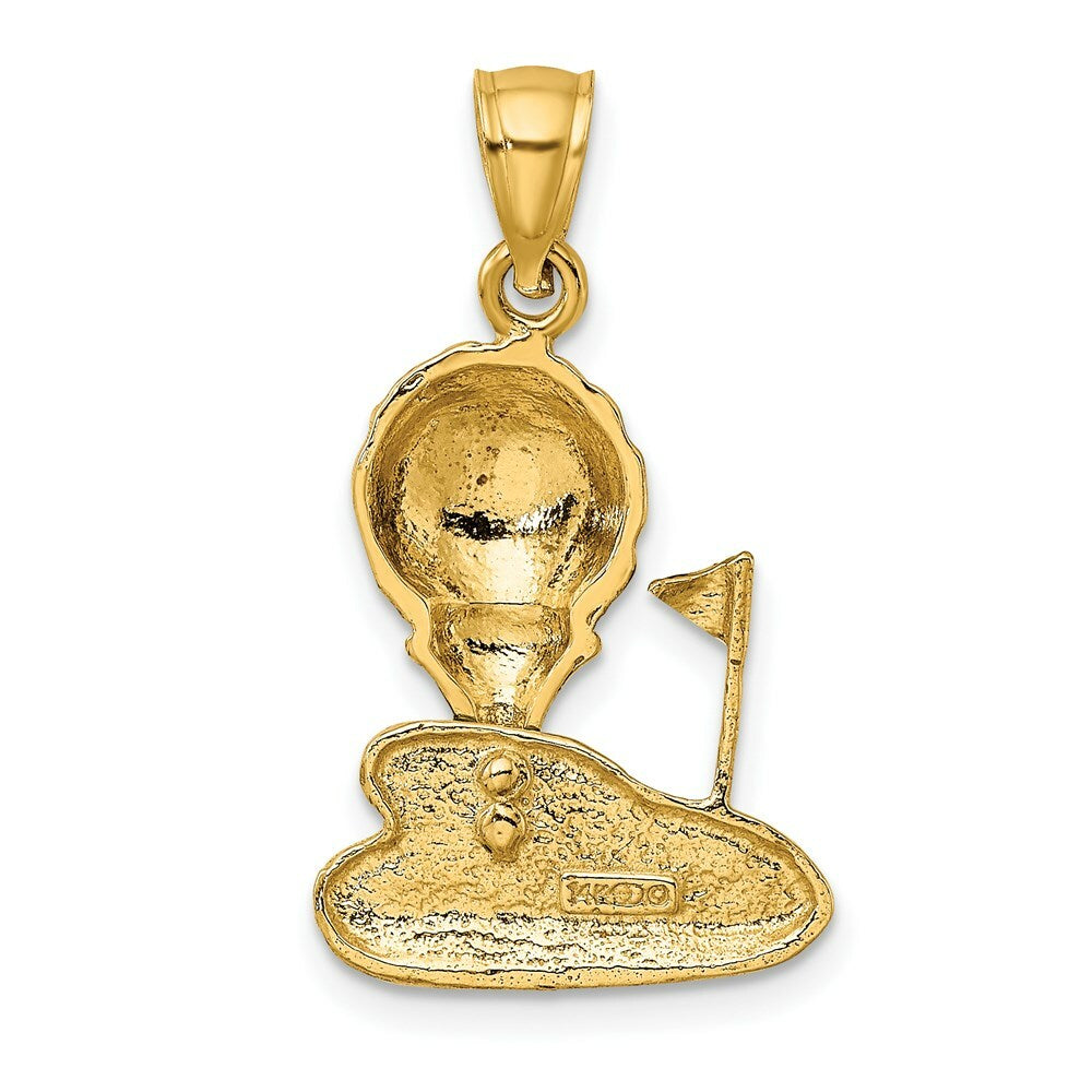 14K Yellow Gold With Enamel & 2-D Golf Ball Charm Pendant