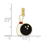 Load image into Gallery viewer, 14K Yellow Gold Enamel BOWLING Ball &amp; PIN Charm Pendant
