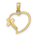 Load image into Gallery viewer, 14K Yellow Gold Enamel Cross &amp; Heart Charm Pendant
