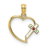 Load image into Gallery viewer, 14K Yellow Gold Enamel Cross &amp; Heart Charm Pendant

