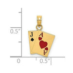 Load image into Gallery viewer, 14K Yellow Gold Enamel Jack of Clubs &amp; Ace of Hearts Cards Charm Pendant
