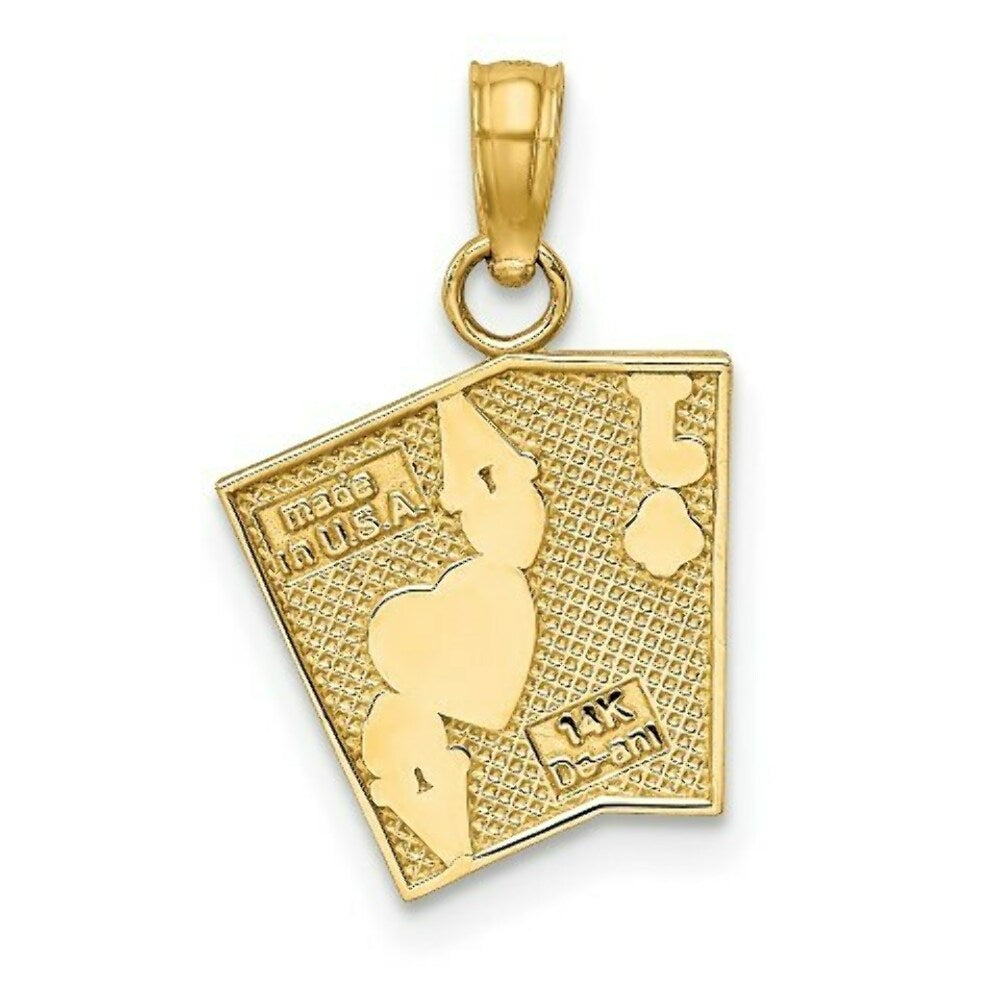 14K Yellow Gold Enamel Jack of Clubs & Ace of Hearts Cards Charm Pendant