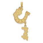 Load image into Gallery viewer, 14K Yellow Gold Enameled Horseshoe With Luck &amp; Flowers Charm Pendant

