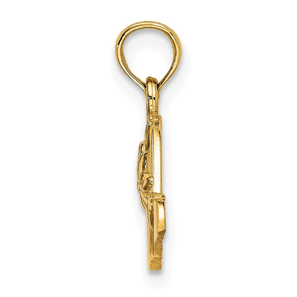 14K Yellow Gold Polished 2-D RED Enamel Hat Charm Pendant