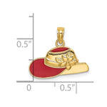 Load image into Gallery viewer, 14K Yellow Gold Polished 2-D RED Enamel Hat Charm Pendant
