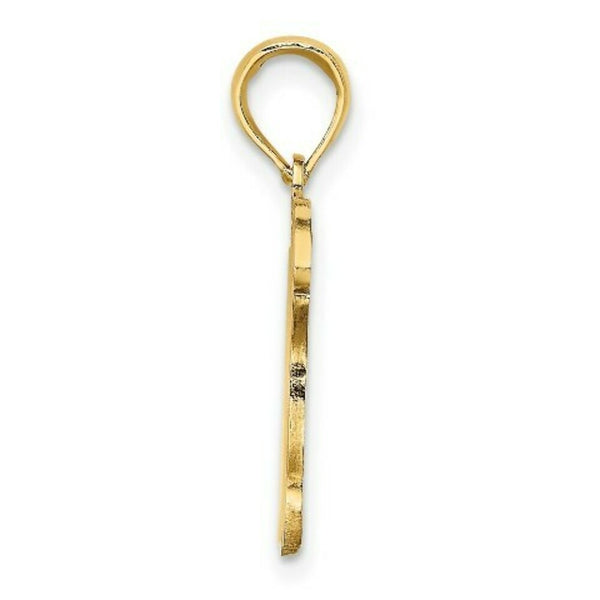 14K Yellow Gold With Brown Enamel Turtle Charm Pendant
