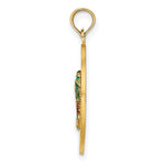 Load image into Gallery viewer, 14K Yellow Gold SARASOTA ROUND FRAME With GREEN DOUBLE PALM TREE Charm Pendant
