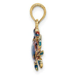 Load image into Gallery viewer, 14K Yellow Gold 2-D Blue Enamel Crab Charm Pendant
