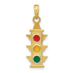 Load image into Gallery viewer, 14K Yellow Gold With Red, Yellow, Green Enamel Traffic Signal Charm Pendant
