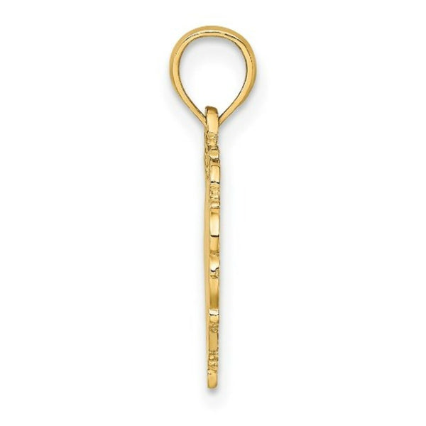 14K Yellow Gold Love In Heart Charm Pendant