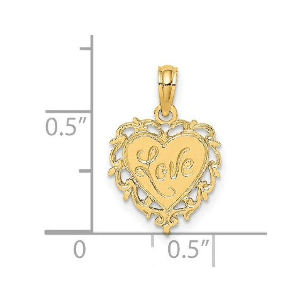 14K Yellow Gold Love In Heart Charm Pendant