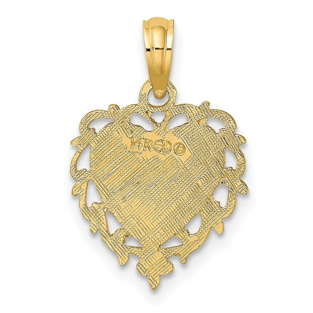 14K Yellow Gold Love In Heart Charm Pendant