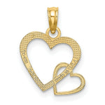 Load image into Gallery viewer, 14K Yellow Gold Flat Two Hearts Intertwined Charm Pendant
