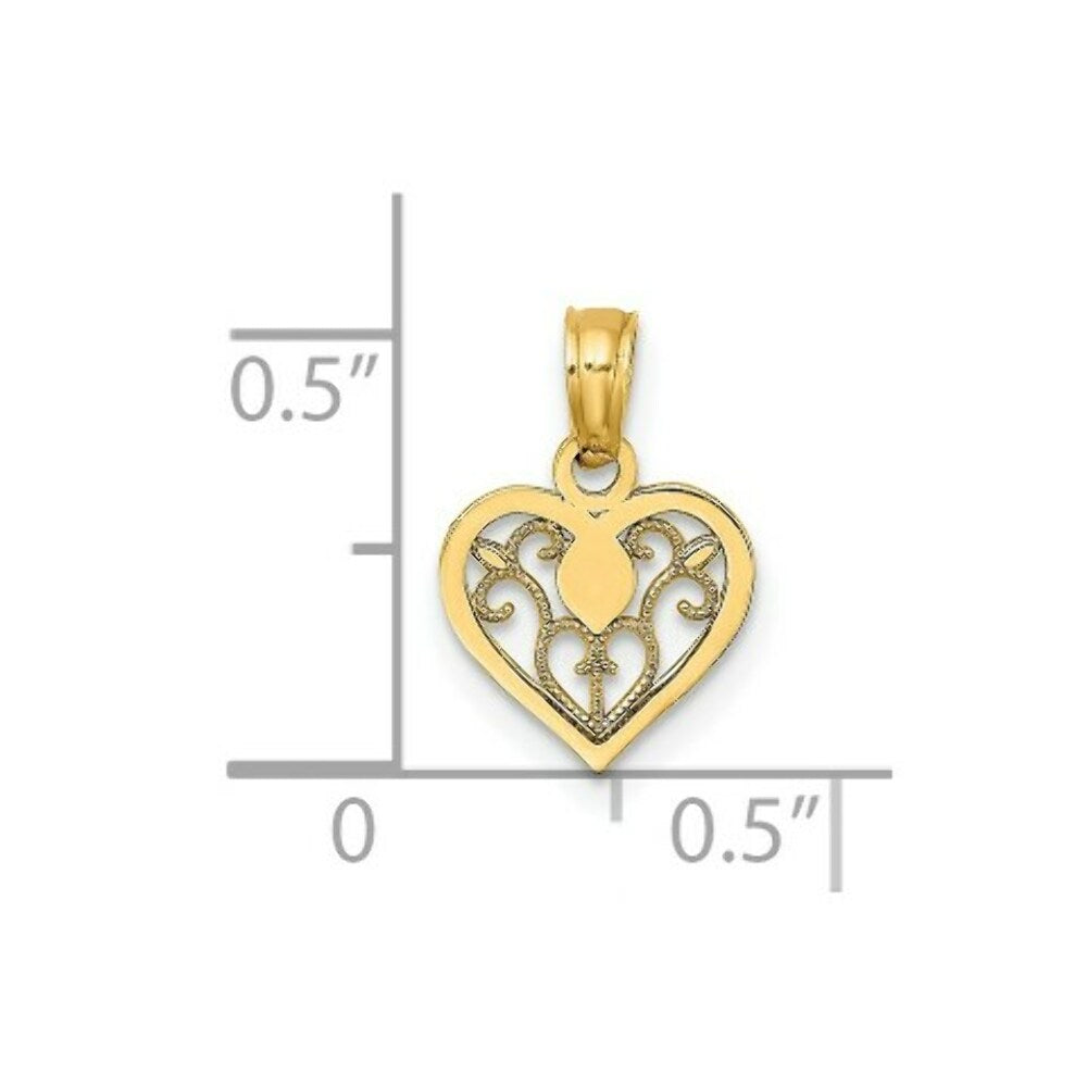 14K Yellow Gold Polished Filigree Heart Pendant