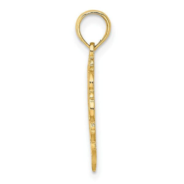 14K Yellow Gold Polished Love Birds in Heart Pendant