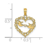 Load image into Gallery viewer, 14K Yellow Gold Polished Love Birds in Heart Pendant
