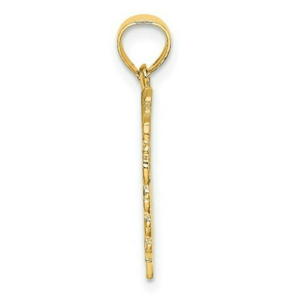 14K Yellow Gold Polished and Engraved Heart Charm Pendant