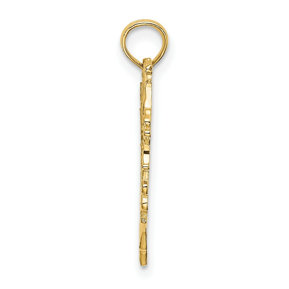 14K Yellow Gold Cut-Out Floral Heart Charm Pendant