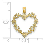Load image into Gallery viewer, 14K Yellow Gold Cut-Out Floral Heart Charm Pendant
