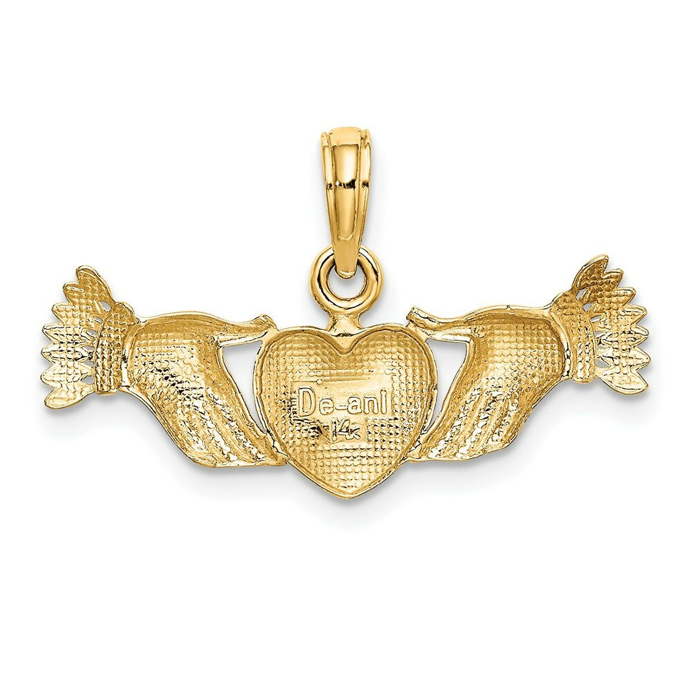 14K Yellow Gold Hands Holding Heart Charm Pendant