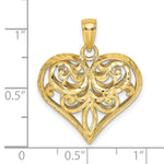 Load image into Gallery viewer, 14K Yellow Gold 3-D &amp; Diamond-cut Heart Charm Pendant
