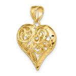 Load image into Gallery viewer, 14K Yellow Gold 3-D &amp; Diamond-cut Heart Charm Pendant

