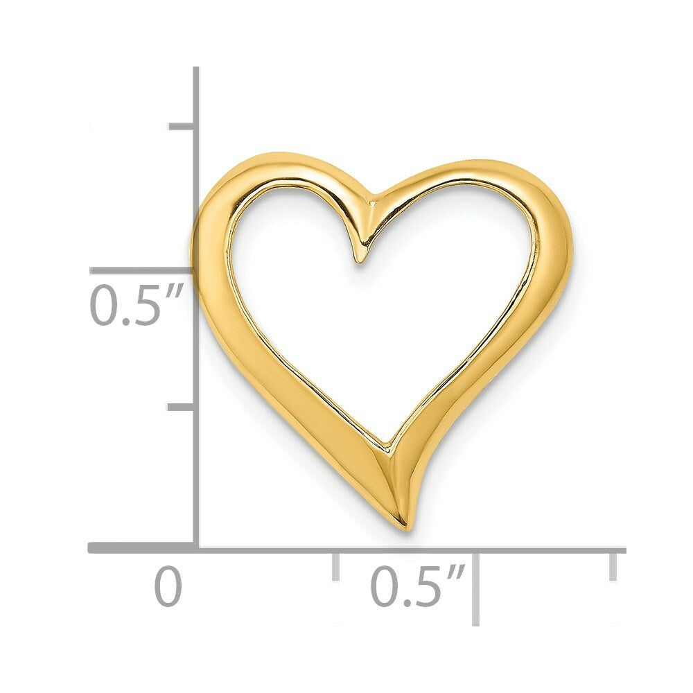 14K Yellow Gold 2-D Large Floating Heart Slide