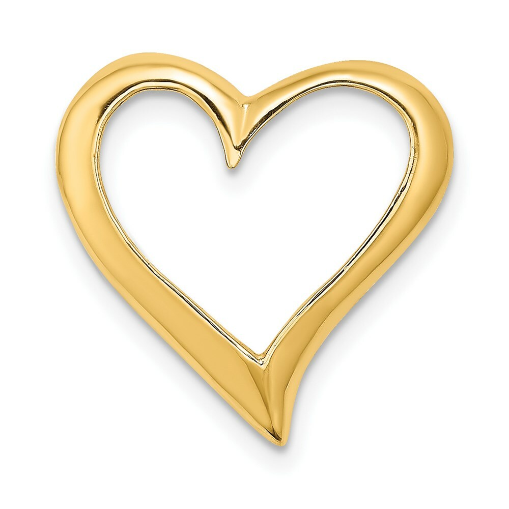 14K Yellow Gold 2-D Large Floating Heart Slide