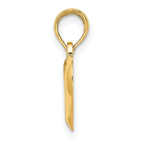 14K Yellow Gold 2-D & Polished Teardrop Heart Charm Pendant