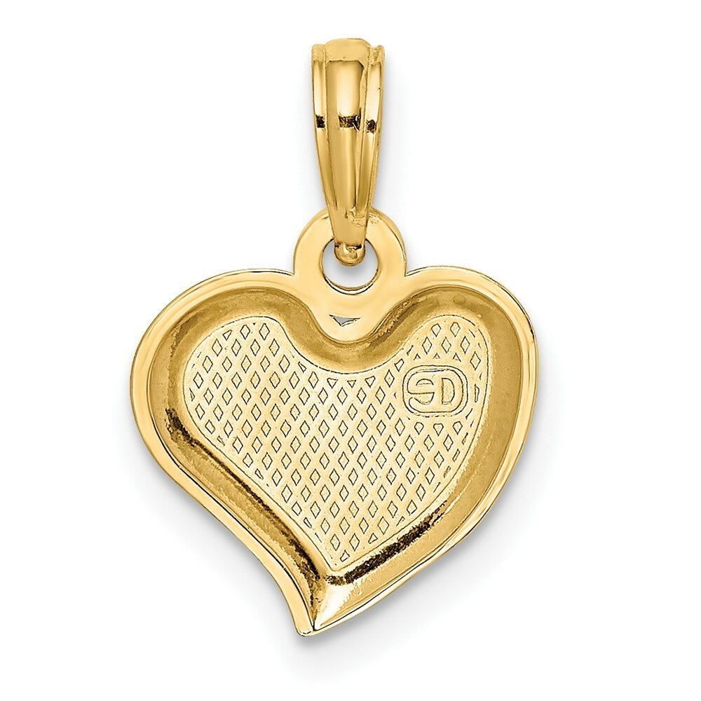 14K Yellow Gold 2-D & Polished Teardrop Heart Charm Pendant