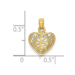Load image into Gallery viewer, 14K Yellow Gold 2-D Filigree Heart With Flower Design Charm Pendant

