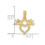 Load image into Gallery viewer, 14K Yellow Gold Heart With Love Birds Charm Pendant
