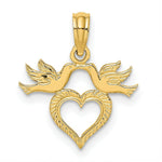 Load image into Gallery viewer, 14K Yellow Gold Heart With Love Birds Charm Pendant
