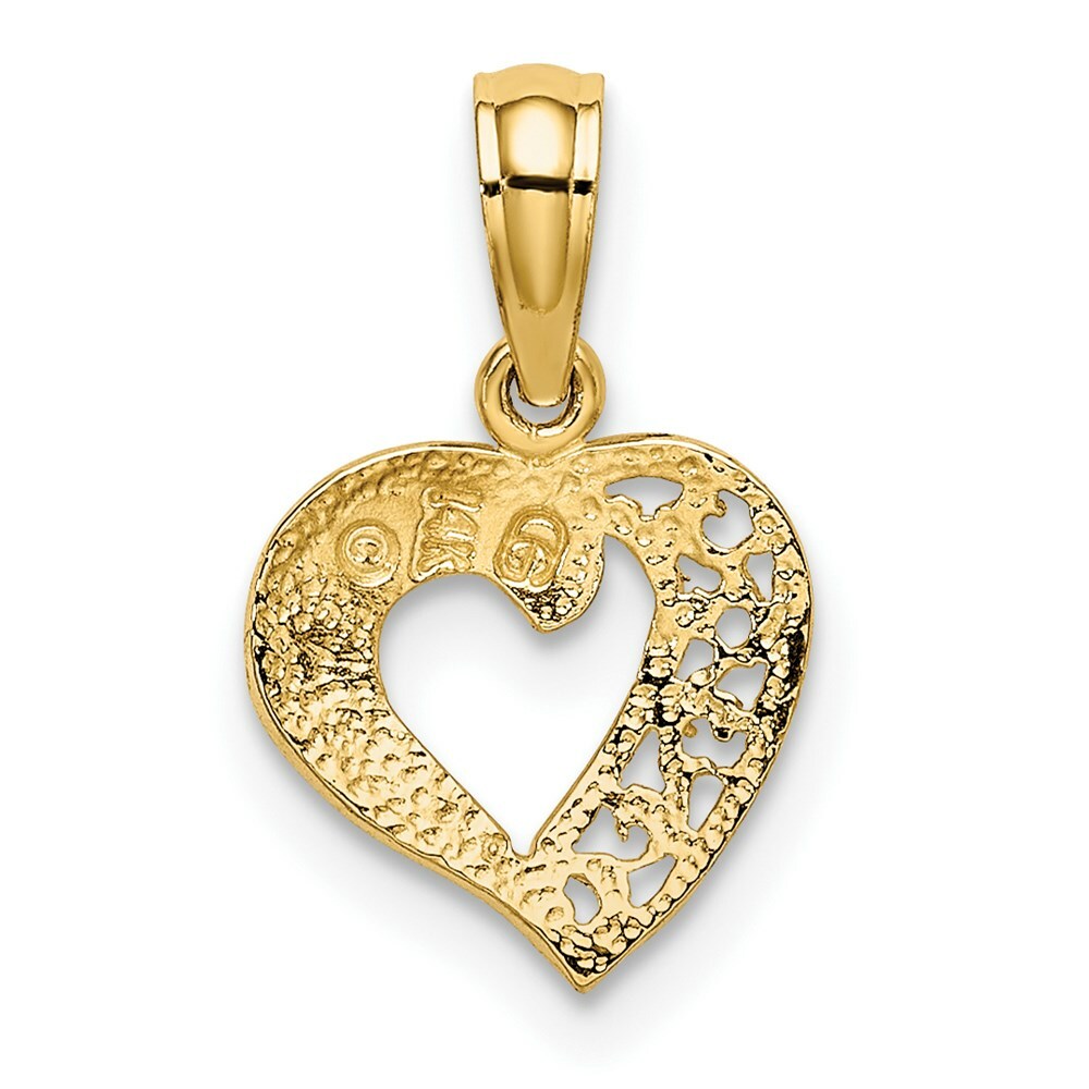 14K Yellow Gold Open Mini Heart Charm Pendant