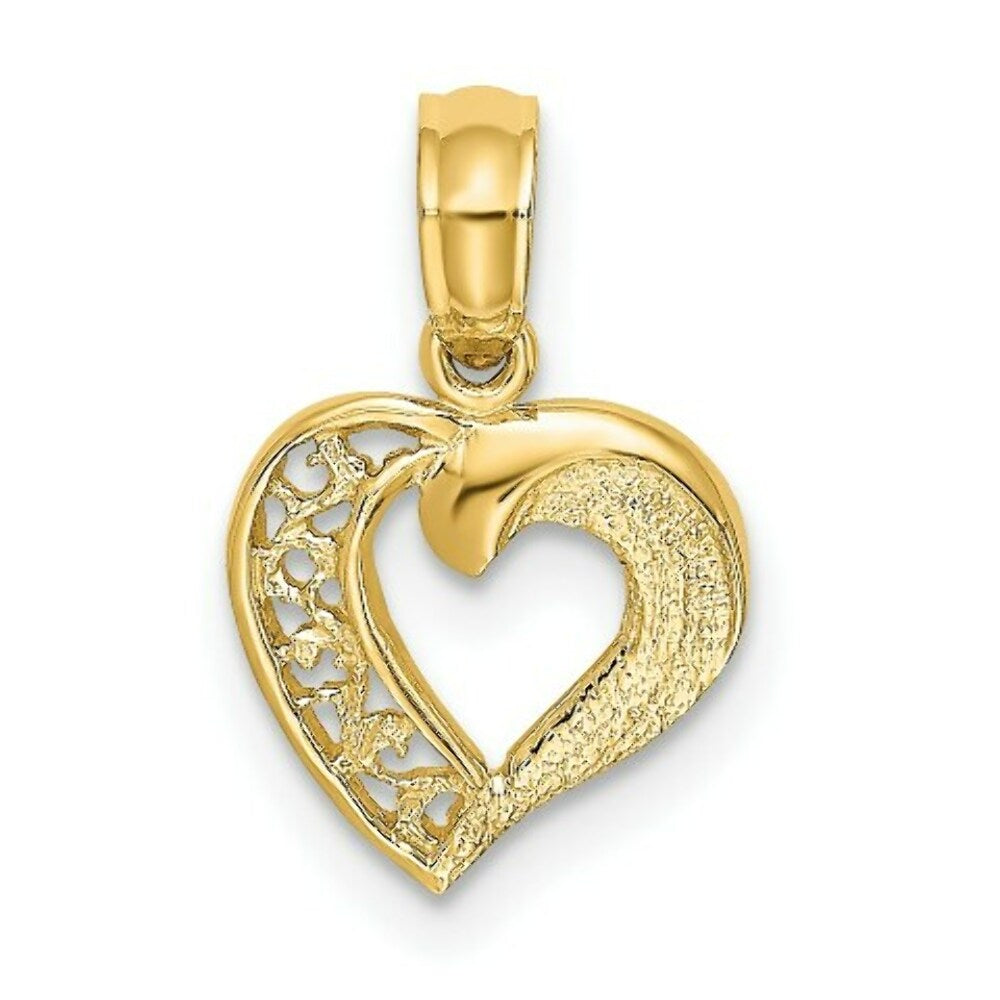 14K Yellow Gold Open Mini Heart Charm Pendant
