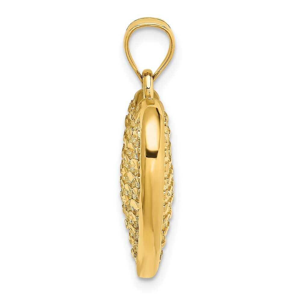 14K Yellow Gold 3-D & Diamond-cut Puffed Heart Charm Pendant