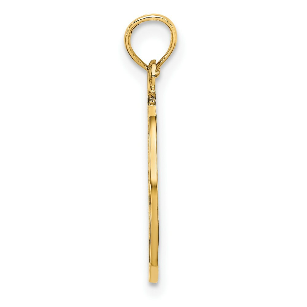14K Yellow Gold Flat & Textured Peace Sign Charm Pendant