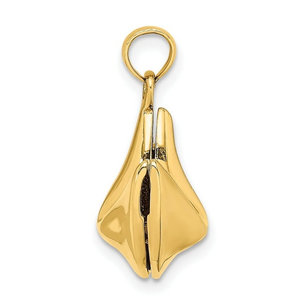 14K Yellow Gold 3-D Moveable Fortune Cookie Charm Pendant