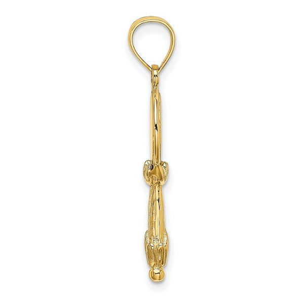 14K Yellow Gold 3-D HAND MIRROR Charm Pendant