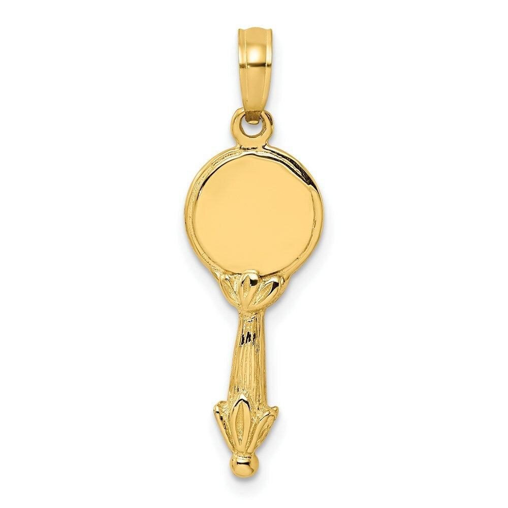 14K Yellow Gold 3-D HAND MIRROR Charm Pendant