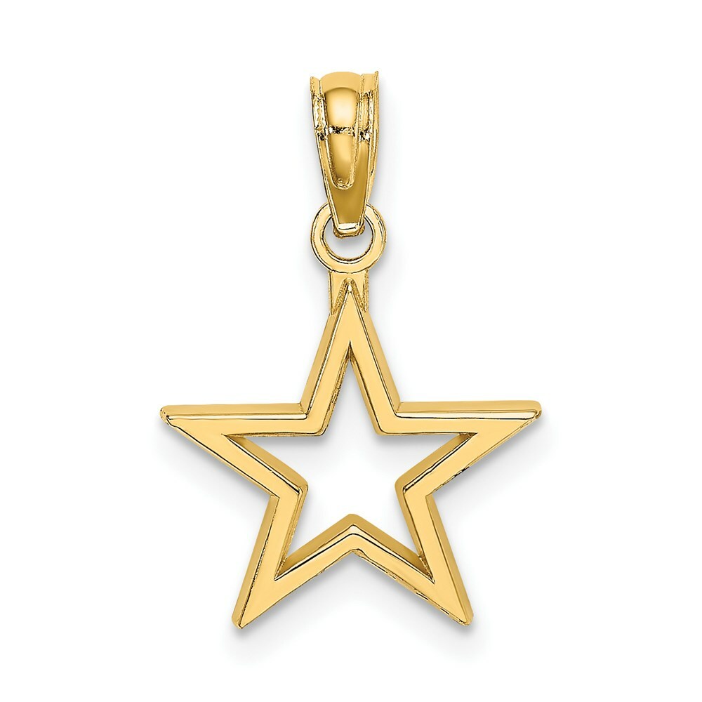 14K Yellow Gold Cut-out Star Charm Pendant