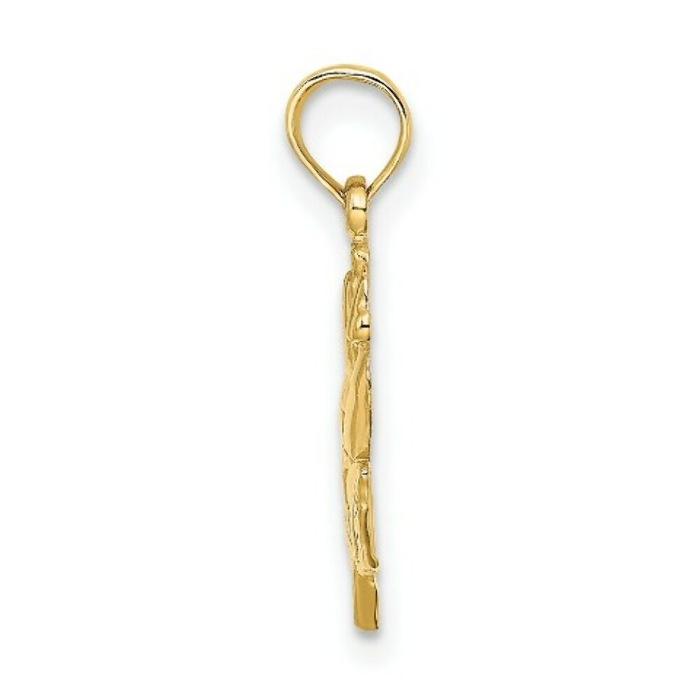 14K Yellow Gold 2-D Polished Rose Charm Pendant