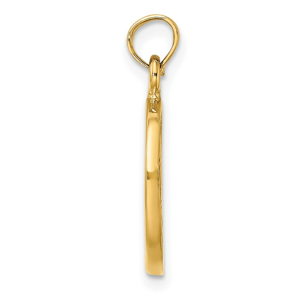 14K Yellow Gold 2-D Chicago Skyline In Circle Frame Charm Pendant
